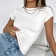 thumbnail image 1 of Camiseta Mujer Crop Top Casual Fashion Slim Fit Mujeres Camisetas Blusa básica Tee Tops (Blanco M) Cgtredaw para Mujer Blanco T L, 1 of 6