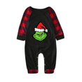 thumbnail image 3 of Conjuntos de pijamas navideños familiares a juego Grinch 2024, pijama de Grinch con parte superior y pantalones de pijama a cuadros, pijama de Grinch para niños y adultos para la familia, 9 Meses, 3 of 4