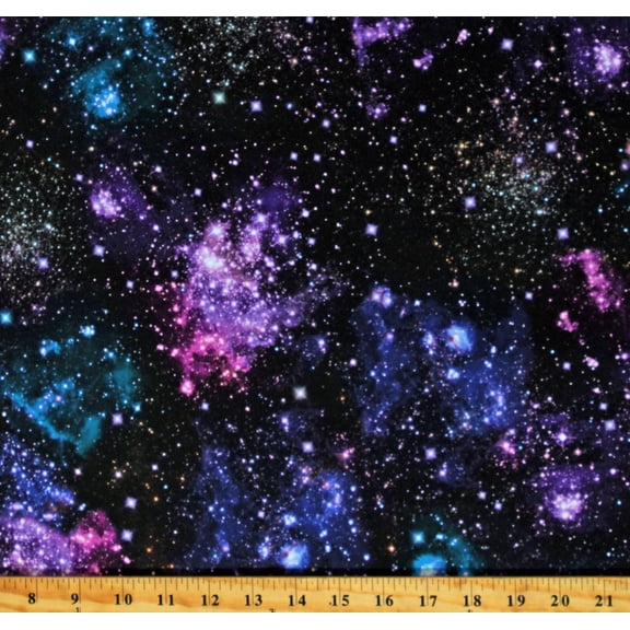 Cotton Stars Galaxy Outer Space Galaxies Night Sky Astronomy Stargazers Digital Black Purple Blue Cotton Fabric Print by the Yard (SRK-17470-231NIGHTFALL)