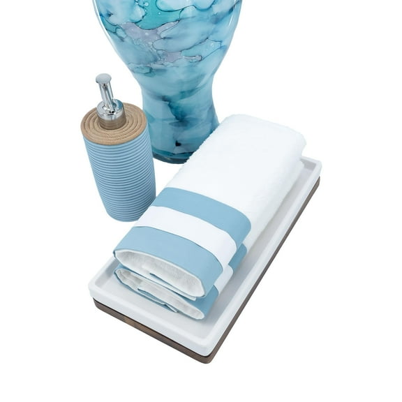 Guest Towels With Turquoise Borders, Set of 2