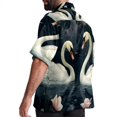 thumbnail image 3 of Swan Men's Hawaiian Short Sleeve Printed Button Down Poplin Casual Summer Beach Shirt, Unisex, 3 of 6