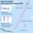 thumbnail image 5 of iPad Pencil for 9th & 10th Generation, Fast Charge Stylus Pen for Palm Rejection and Tilt Sensitivity, Compatible with iPad Pro 11/12.9in, Mini 5/6, iPad 6/7/8/9/10, Air 3/4/5 (Purple), 5 of 7