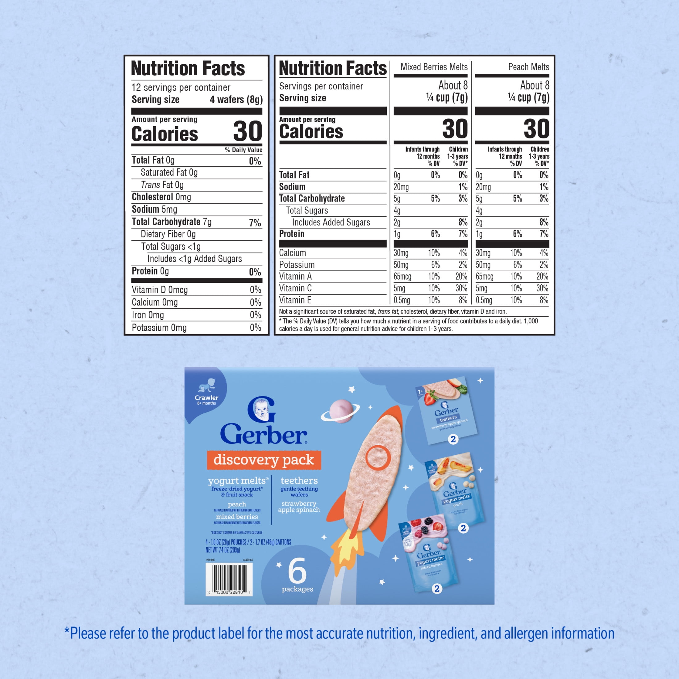 Gerber Stage 3 Baby Snacks Discovery Pack, Yogurt Melts, Teething Wafers, 6PK 7.4 oz