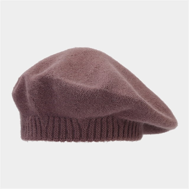 Women's Solid Color Knitted Wool Warm Beret Casual Shade Fall and Winter Hat