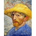 thumbnail image 2 of van Gogh, Vincent 19x24 Black Ornate Wood Framed with Double Matting Museum Art Print Titled - Self-portrait with Straw Hat, 2 of 4