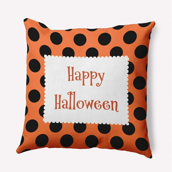 18" x 18" Simply Daisy Halloween Happy Halloween Dots Polyester Indoor/Outdoor Pillow, Traditional Orange Qty 1