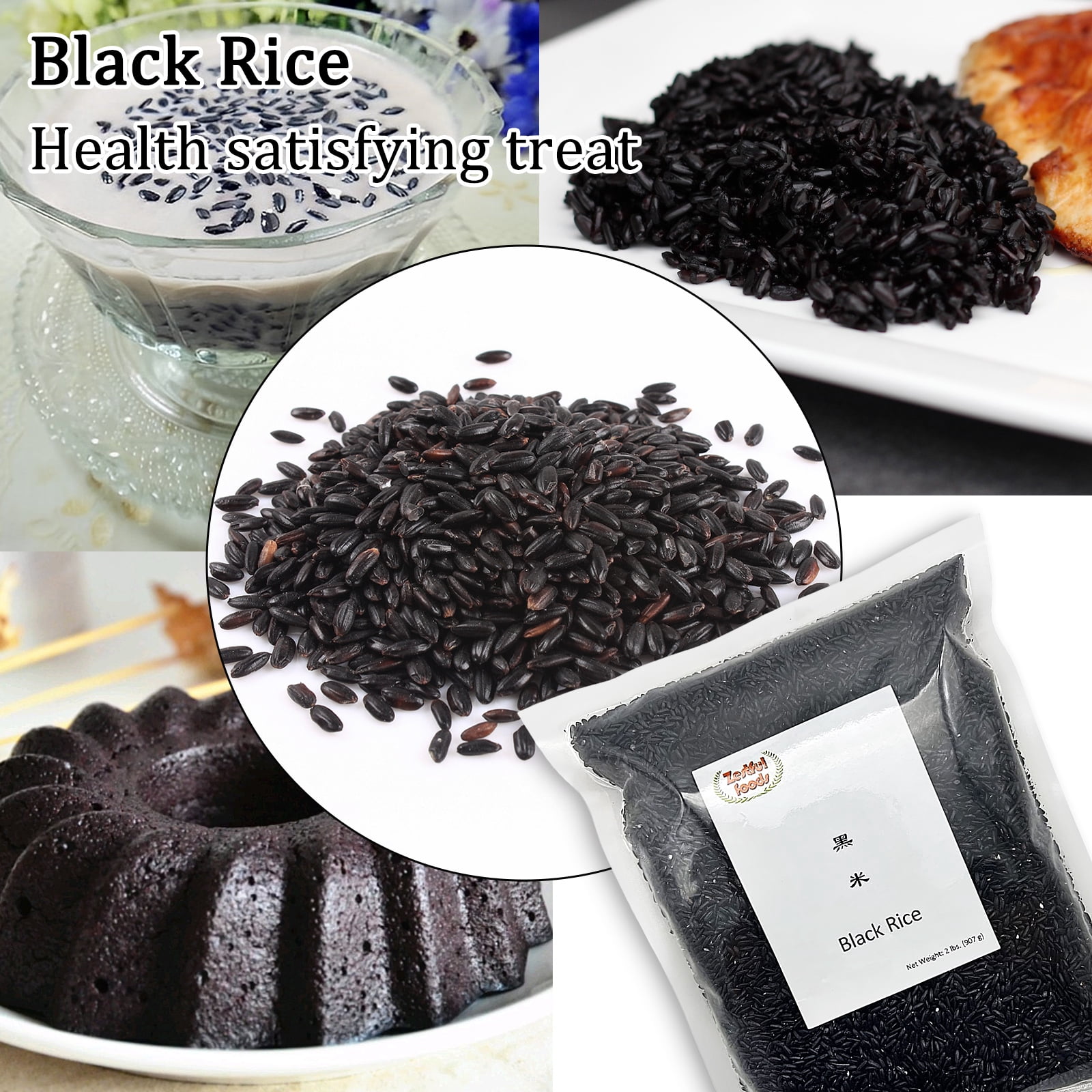 Zestful Foods 2lbsx2 Pack（64OZ） Black Rice, Whole Grain Purple Rice High Fiber, Wild Black Rice, Nutritious Rice.