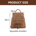 thumbnail image 2 of Mochila de paja para mujer, bolso de hombro con cordón, bolsos de playa bohemios, mochila de paja de ganchillo tejida hecha a mano de verano, 2 of 6