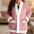thumbnail image 2 of Diufon Women's Fleece Bed Jacket Fall Winter Long Sleeve Thickened Warm Pajama Coat Casual Home Sleep Cardigan, 2 of 10