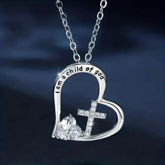 Cross Pendant Necklace for Women Heart Pendant Cross Love Necklace for Women Jewelry Valentines Day