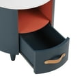 thumbnail image 6 of Modern Round Nightstand w/ Drawer & Shelf - Blue MDF Sofa End Table - 19.25" for Living Room & Bedroom - Easy Assembly, Elegant Storage, 6 of 11