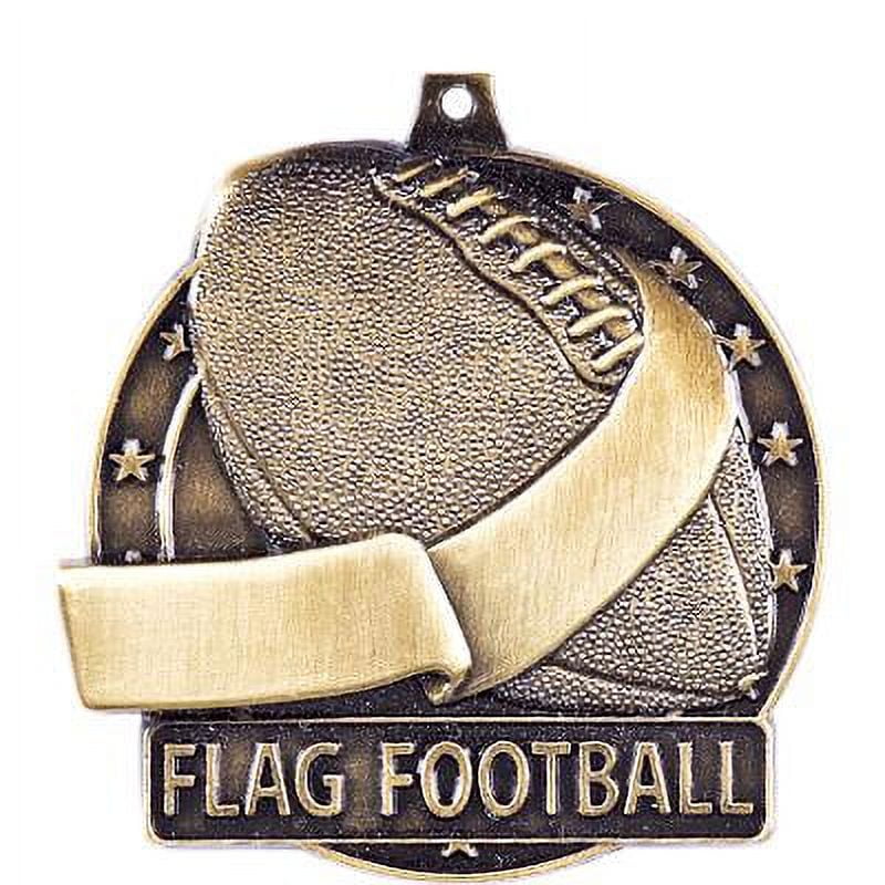 Flag Football Medals, 2" Gold Diecast Flag Football Medal Award 5 Pack