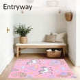 thumbnail image 3 of ODIKA 2'x3' Machine Washable Non-Slip Area Rug, Fantasy Unicorn Meadow with Blossoming Florals and Glittering Clouds Design High Traffic Rug, Pink, 725101, 3 of 7