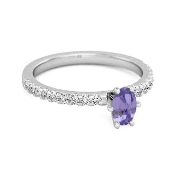 Mooneye 925 Sterling Silver 0.62 Ctw Tanzanite Solitaire Accent Dazzling Mother's Day Gift Ring