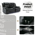 thumbnail image 4 of Euroco 2 Seater Home Theater Recliner Manual Recliner Chair with a LED Light Strip Two Cup Holders and a Storage Box for Living Room,Bedroom, Black, 4 of 9