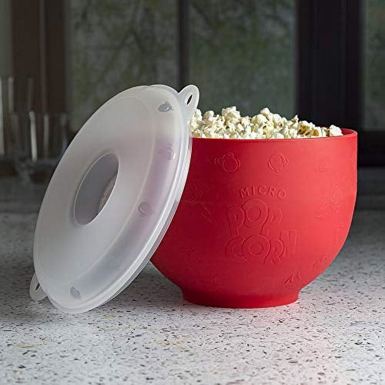 Goodful Silicone Popcorn Popper Collapsible Hot Air Microwavable Popcorn Maker Bowl Made Without BPA Red, 3 Quart