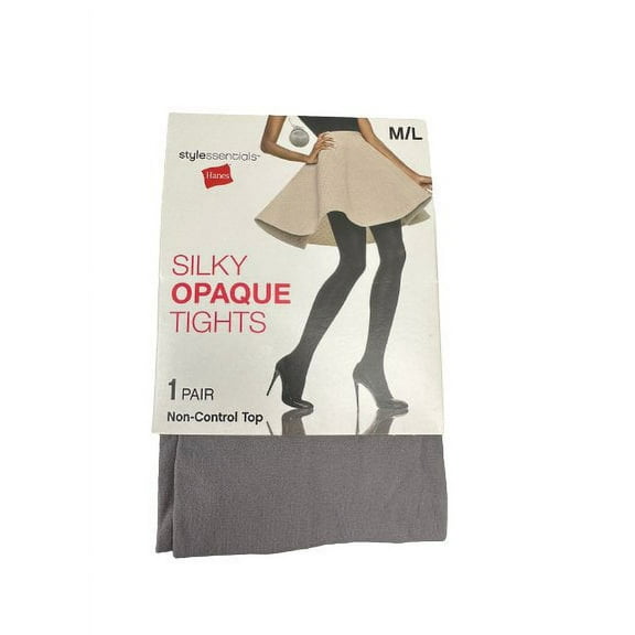 Hanes Silky Opaque Tights Non-Top Control Size M/L Mineral Stone Grey