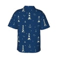 thumbnail image 3 of Fotbe Lighthouses and Anchors Hawaiian Shirt for Men Unisex Summer Beach Casual Short Sleeve Cotton Linen Button Down Shirts-Large, 3 of 9