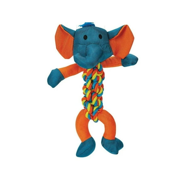 12 Inch Colorful Rope Braided Body Dog Toy Durable Nylon Heavy Duty Tug Fetch (Blue Elephant)