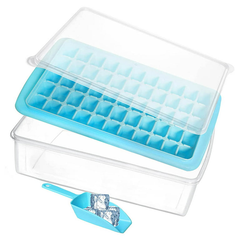 SKYCARPER Food-grade Silicone Ice Cube Tray with Lid and Storage Bin for Freezer, Easy-Release 48 Small Nugget Ice Tray, Ice Cube Molds with Ice Container