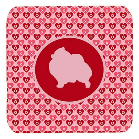 

Pomeranian Valentine Hearts Foam Coasters - Set 4 3.5 x 3.5 In.