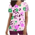 thumbnail image 2 of Rciityk Scrub for Women Tops Casual V-Neck Nursing Uniform T Shirt Summer Floral Printed Short Sleeve Workwear Medicals Blouse with Pocket, 2 of 5