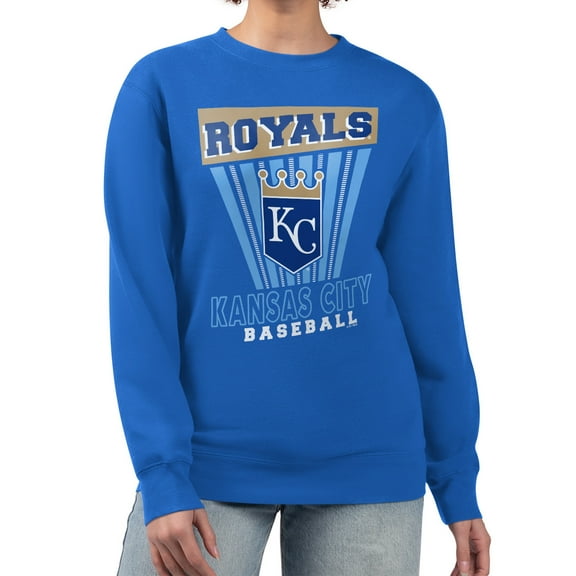 Women's Starter  Royal Kansas City Royals Poster Print Pullover Sweatshirt
