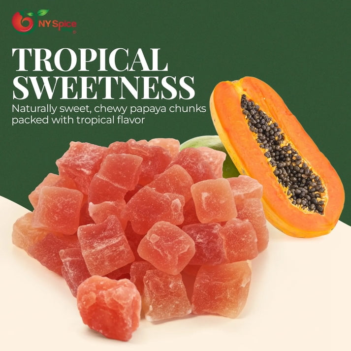 NY SPICE SHOP Dried Papaya Chunks - 5 Pound - Diced Papaya - Hawaiian Papaya Fruit - Sweet Papaya Bites - Tropical Papaya Cubes - Candied Papaya Chunks