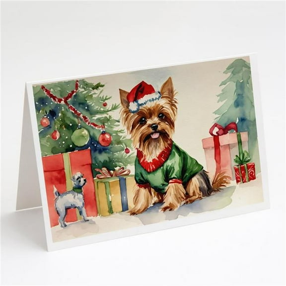 Yorkie Christmas Greeting Cards and Envelopes Pack of 8 7 in x 5 in