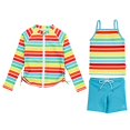 thumbnail image 1 of Ensemble Maillot Dermoprotecteur à Manches Longues 3 Pcs pour Filles, Tankini et Shorts - Arc-en-Ciel - 3T, 1 of 2