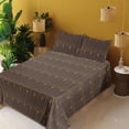 thumbnail image 2 of Ambesonne Art Deco Fitted & Flat Sheet with Shams 4 Pcs Set, Brown Simple Vintage Motif, Queen, Dark Brown and Sand Brown, 2 of 5