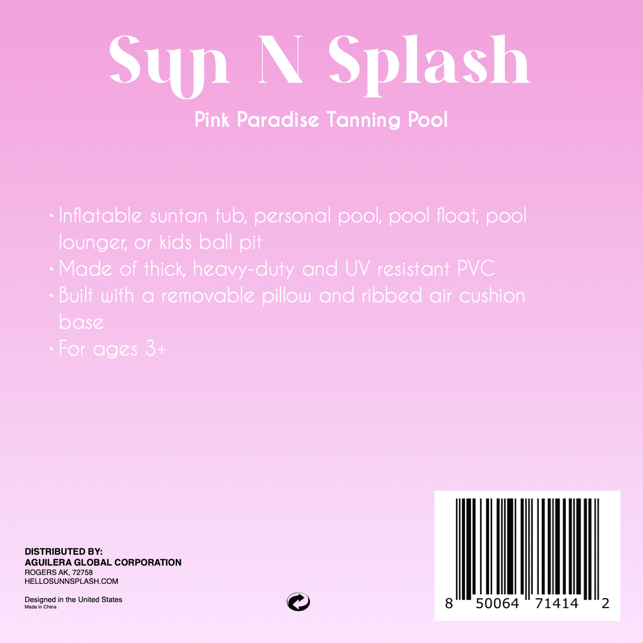 (2 pack) Pink Paradise Inflatable Tanning Pool by Sun N Splash Swimming Pool Type Tanning Pool