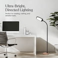 thumbnail image 5 of Brightech Litespan Slim LED Lamp, Modern Floor Reading Lamp Over Chair for Living Rooms & Offices, Tall Lamp with Adjustable Gooseneck, Crafts Work Light, Dimmable Standing Lamp for Bedroom - Wood, 5 of 11