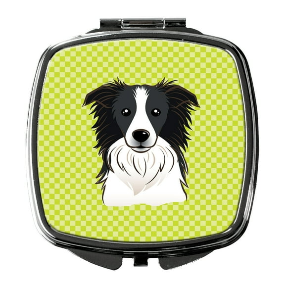 Checkerboard Lime Green Border Collie Compact Mirror BB1303SCM