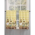 thumbnail image 5 of Gnomes Sunflower Bathroom Window Curtain, Yellow Checkered Pastoral Botanical Wooden Light Filtering Coffee Kitchen Curtains, Bedroom Living Room Curtains 2 Panel 84"x45", 5 of 6