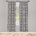 thumbnail image 4 of Ambesonne Floral Window Curtains, Zentangle Botanical Motif, Each 28" W x 63" L, Dark Purple Grey Ivory, 4 of 4