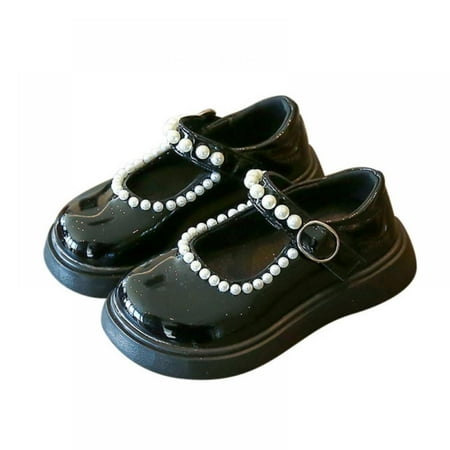 

Baozhu Girls Casual Shoes Shiny Pearl Rhinestone Buckle Strap Ballerina Princess Dress Dance Shoes For Toddlers & Kids