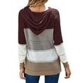 thumbnail image 4 of ZXZY Women Colorblock Hollow Out V Neck Long Sleeves Hooded Top, 4 of 4