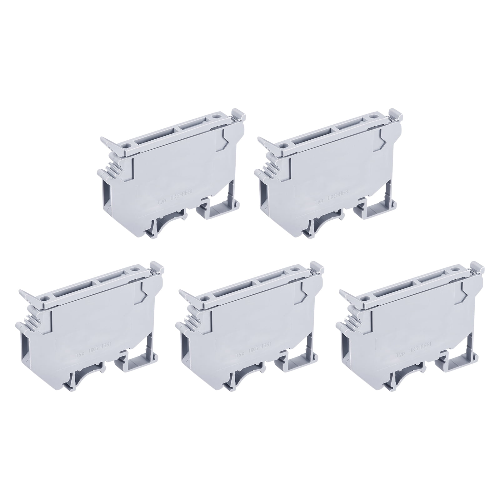 DIN Rail Mount Fuse Holder Terminal Blocks Grey UK5 LED220V Pack of 5