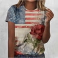 thumbnail image 2 of MEICHEN 4th of July Outfits for Women Short Sleeve American Flag Print Shirts Crewneck USA Flag Patriotic Casual Tops Summer 250th Anniversary Tops, 2 of 4