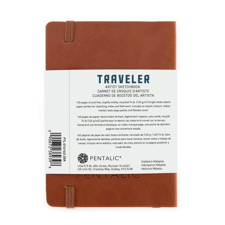 Pentalic 3 x 4 Pocket Sketchbook Traveler Journal, 160 Pages