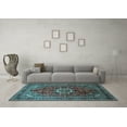 thumbnail image 3 of Ahgly Company Indoor Square Medallion Light Blue Traditional Area Rugs, 3' Square, 3 of 4