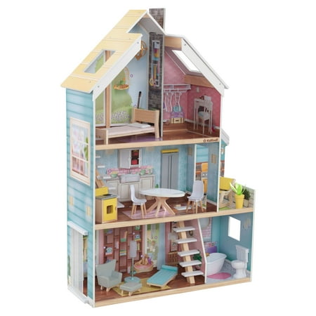 UPC: 0706943101018 | KidKraft Zoey Magic Lights & Sounds Dollhouse with 18 Accessories