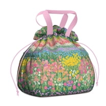 Pioneer Flower Drawstring Lunch Bag Women - Drawstring Lunch Bag Insulated for Work Office - Stain-Resistant Large Lunchbags for Women with Multi-Pockets