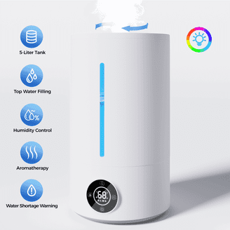 MIRO-NR08M Luma Touch Washable Cool Mist Humidifier - Large Room, Touch Control, Color LED Night Light - Easy To Clean