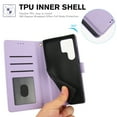 thumbnail image 3 of Crossbody Wallet Case Compatible for Samsung Galaxy S24 Ultra Card Holder PU Leather Magnetic Snap Lanyard Wrist Strap Shockproof Full Body Protection Purse Phone Case for Galaxy S24 Ultra, Purple, 3 of 8
