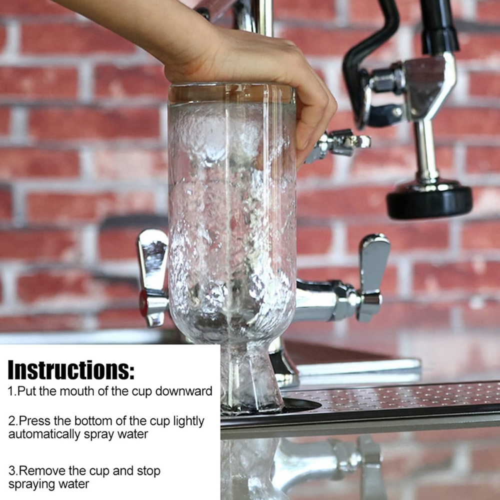 24" X 8" Stainless Steel Automatic Cup Washer, Instant Glass Rinser for Sink - for Coffee Mugs, Beer Glasses & Baby Bottles in Home, Cafe, Bar & Restaurant