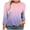 Pink, variant on Womens Tops Casual 3/4 Sleeve Round Neck Ruched Shirts Comfy Fitting Gradient Color Tee Shirts