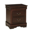 thumbnail image 4 of 3pc Louis Philip Collection Transitional Queen Size Bedroom Set Panel Bed and 2x Nightstands Cherry Brown Finish Wooden Furniture, 4 of 6