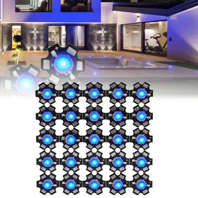 25 Pcs LED Chip Bulb, LED Light Bulb LED Diode 3W High Power LED Lamp Beads Emitter Diode Chips for DIY Lighting Fixtures Light Emitter Components Diode 3 W Bulb Lamp Beads DIY Lighting(Royal Blue)